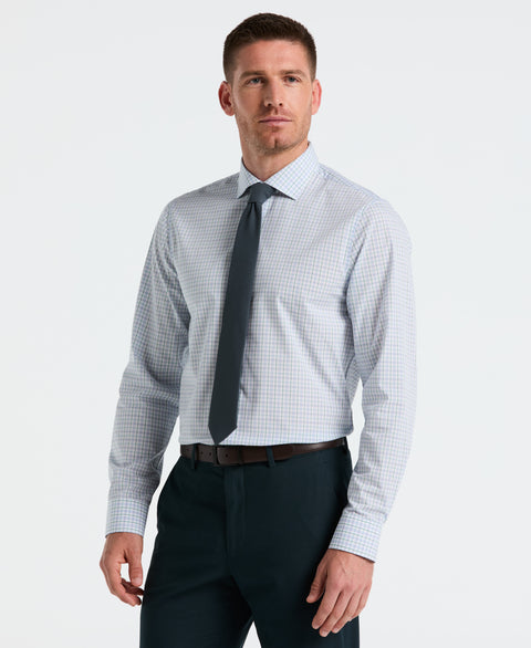 Slim Fit Stretch Cotton Blend Plaid Dress Shirt