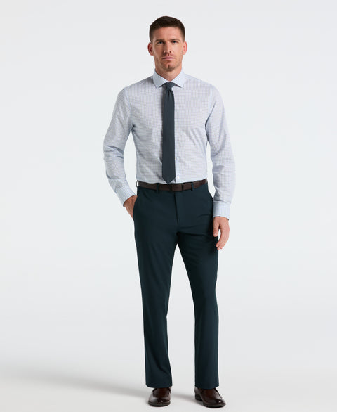 Slim Fit Stretch Cotton Blend Plaid Dress Shirt