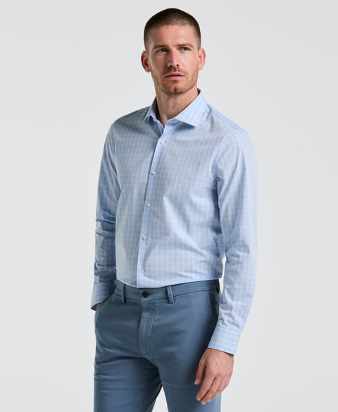 Stretch Plaid Shirt (Blue) 