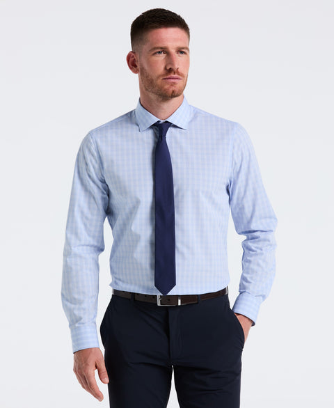 Slim Fit Stretch Plaid Dress Shirt