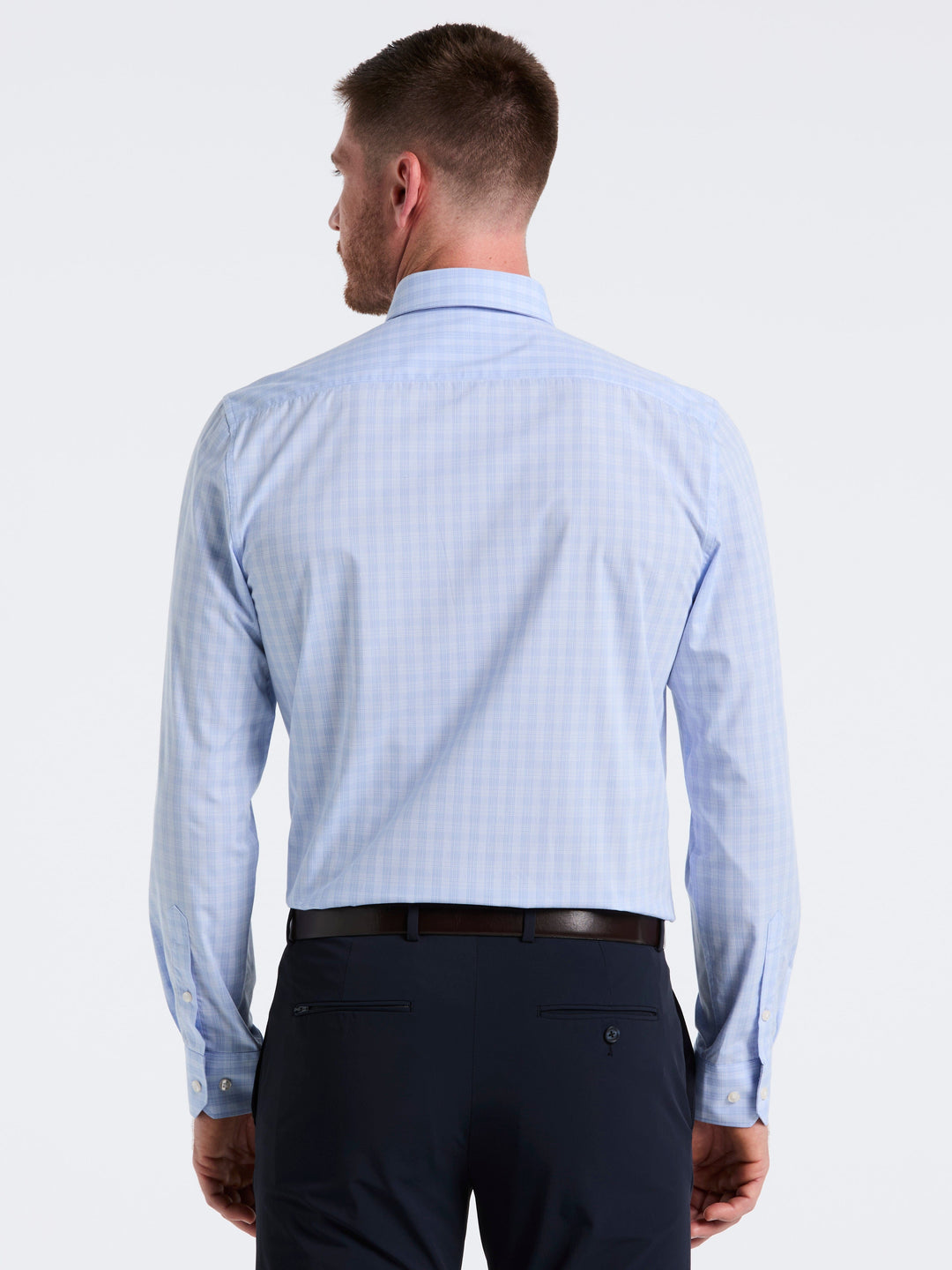 Stretch Plaid Shirt (Blue) 