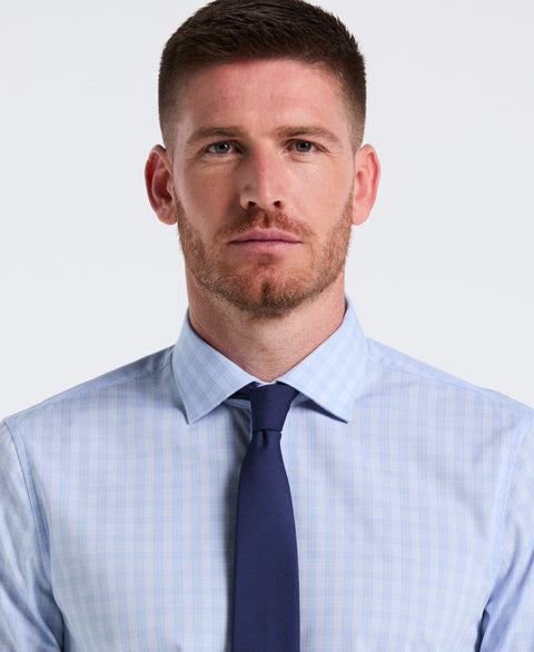 Slim Fit Stretch Plaid Dress Shirt