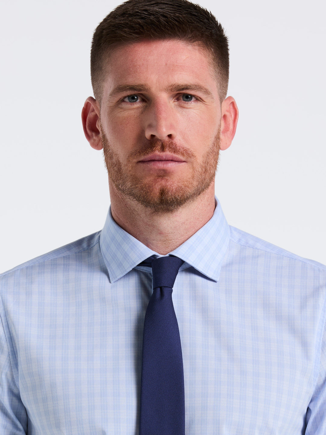 Stretch Plaid Shirt (Blue) 