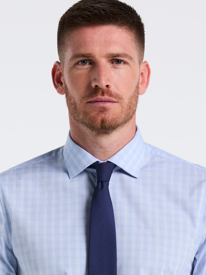 Stretch Plaid Shirt (Blue) 