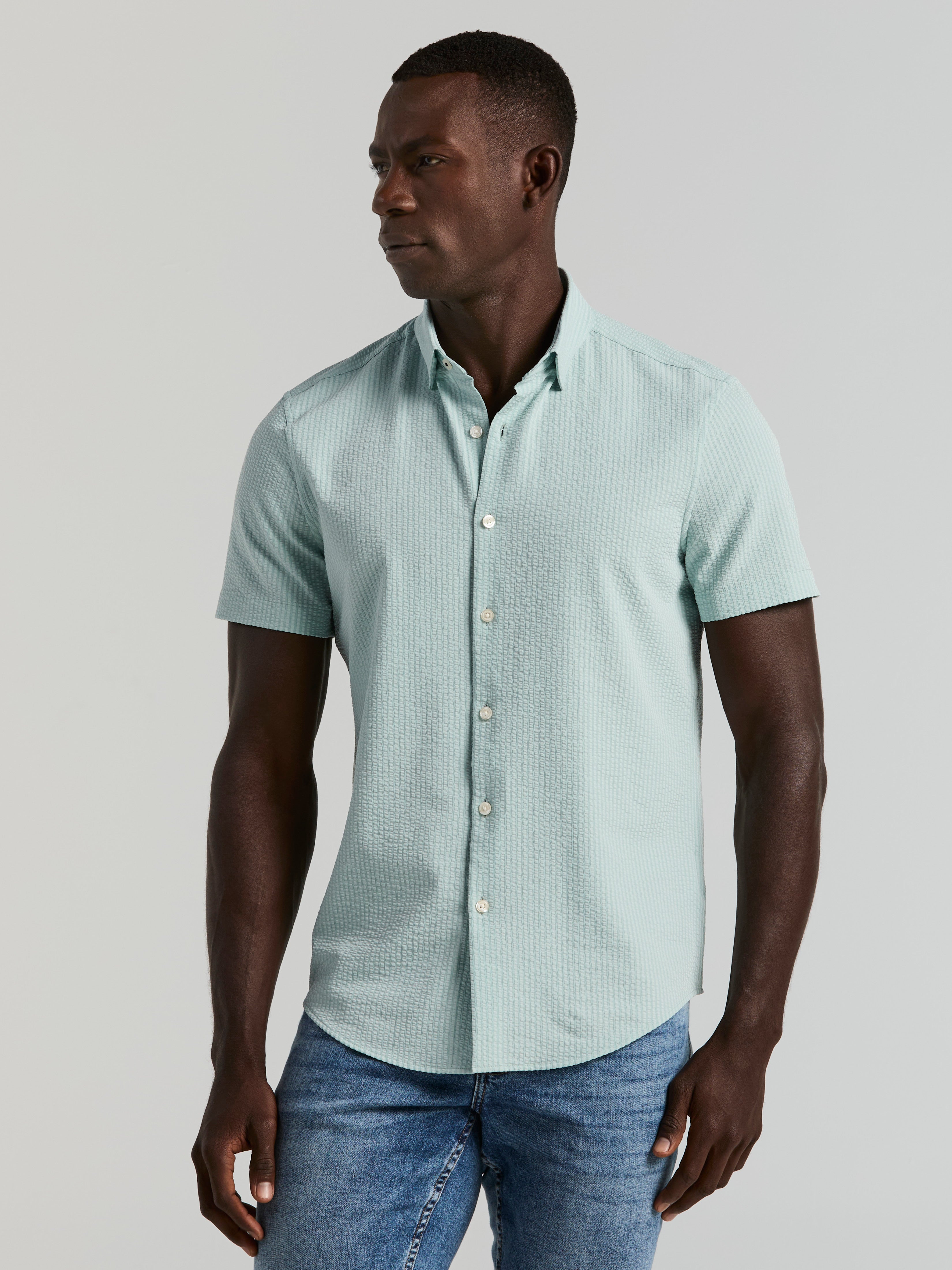 Slim Fit Stretch Seersucker Shirt – Perry Ellis