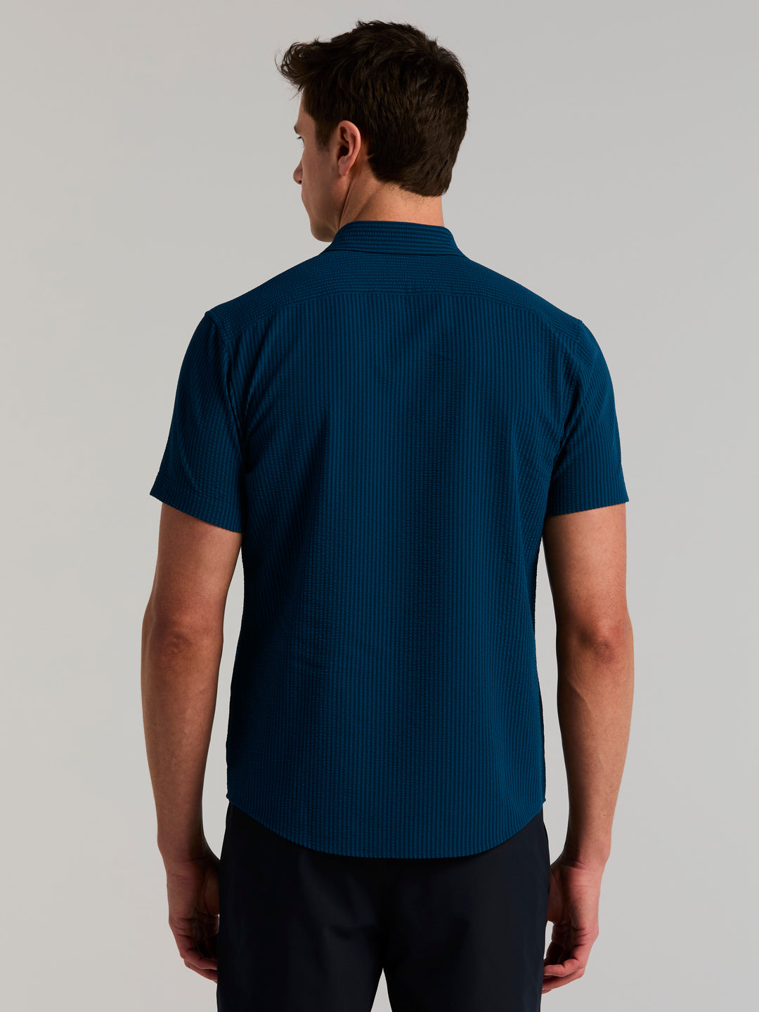 Solid Seersucker Slim Fit Shirt (Sailor Blue) 
