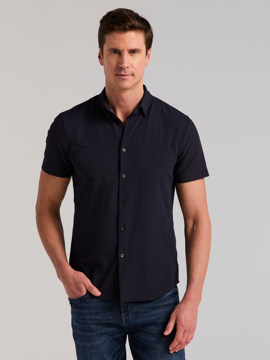 Slim Fit Stretch Seersucker Shirt