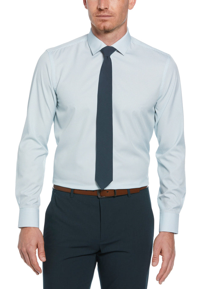 4-Way Stretch Small Check Shirt (Green) 
