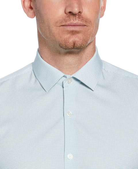 4-Way Stretch Small Check Shirt (Green) 