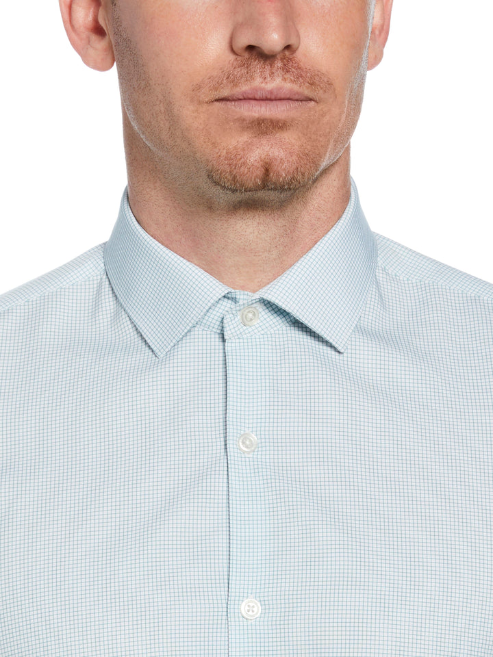 4-Way Stretch Small Check Shirt (Green) 