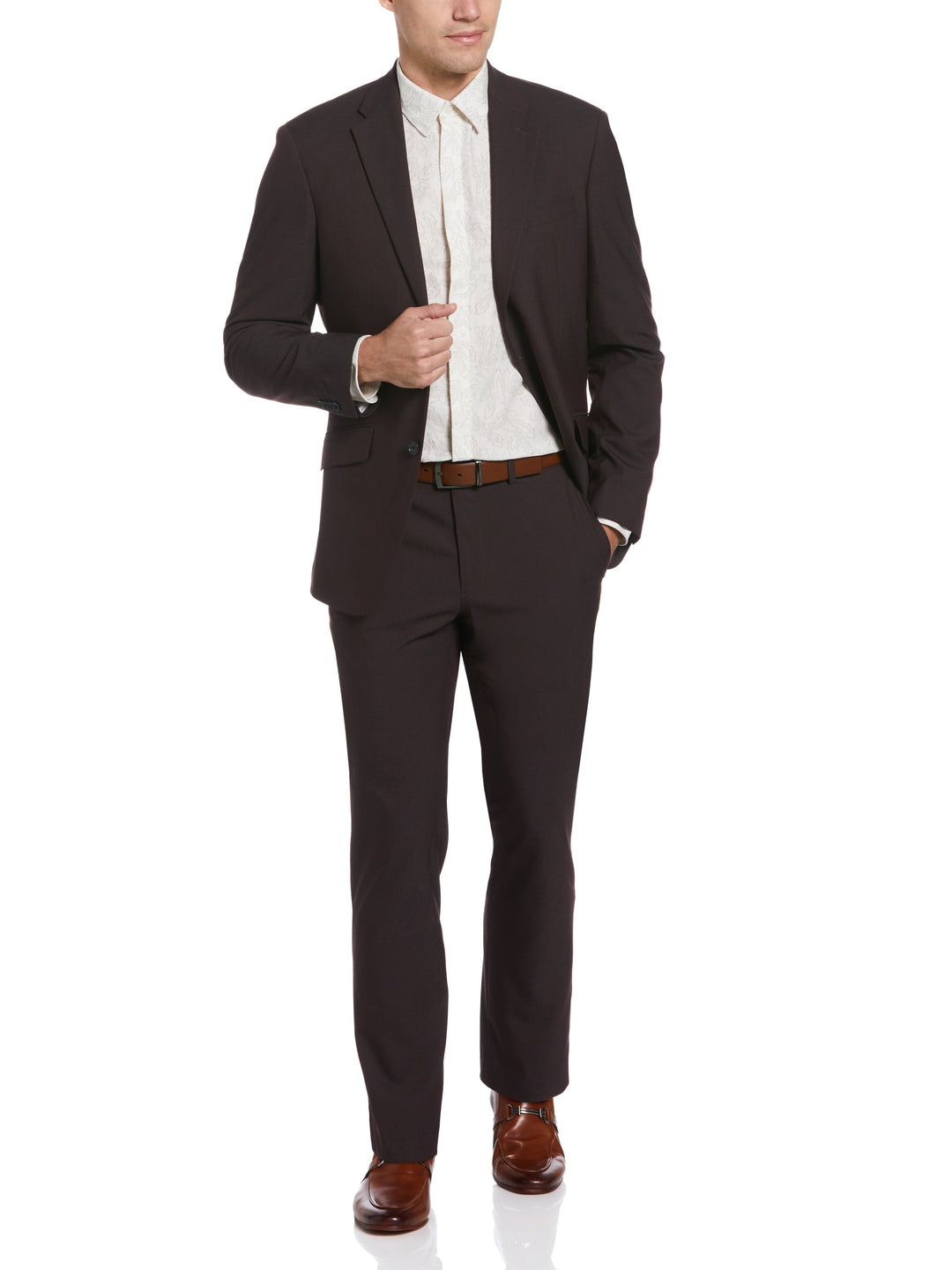 Slim Fit Stretch Washable Suit Jacket (Port) 
