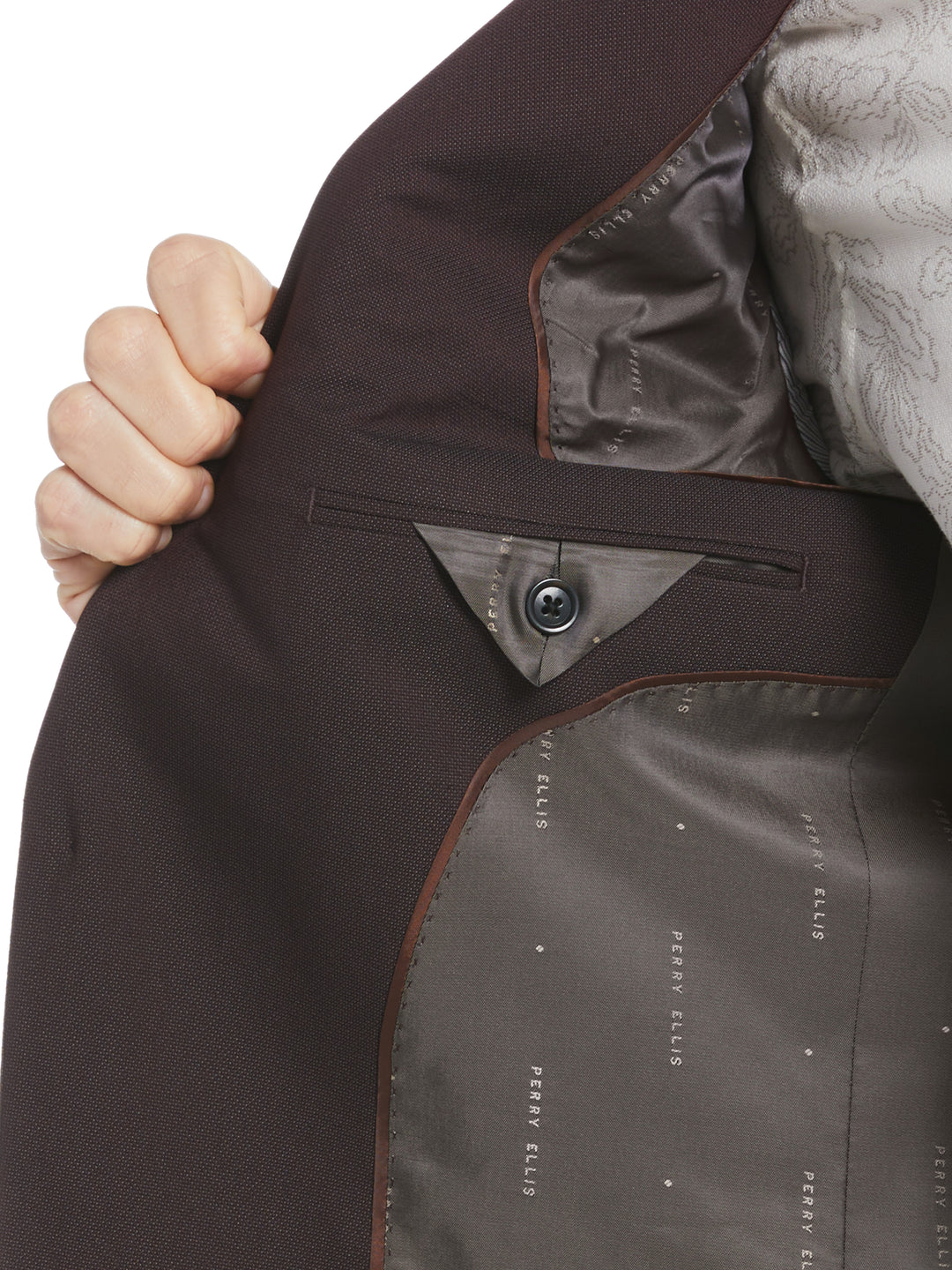 Slim Fit Stretch Washable Suit Jacket (Port) 