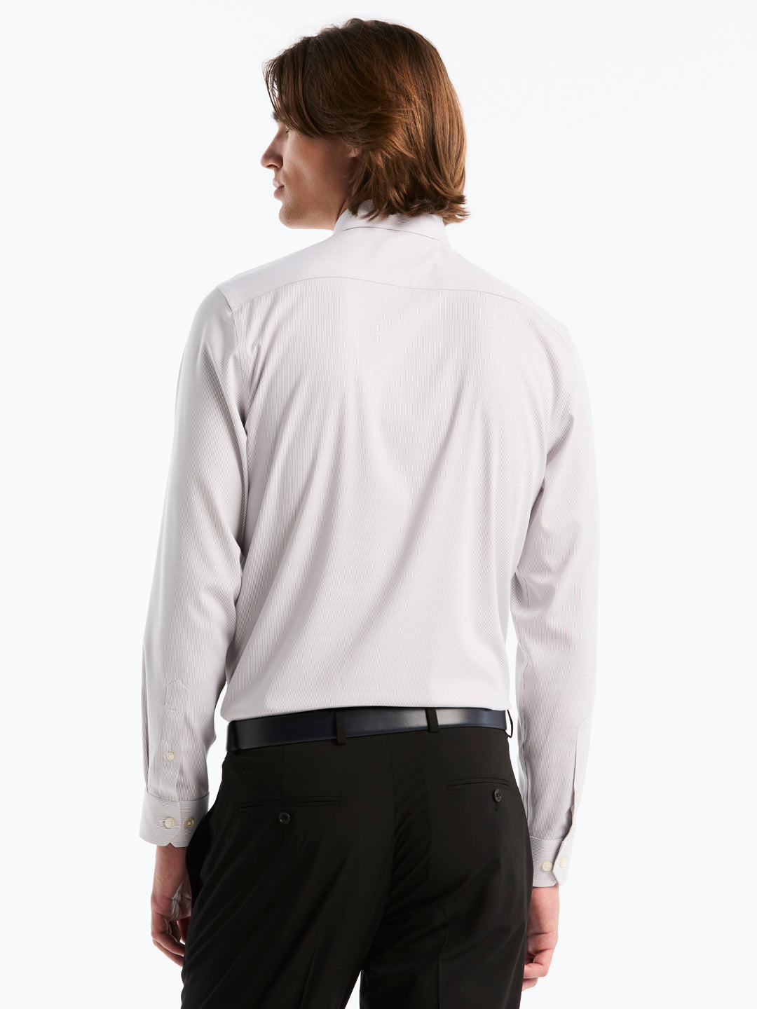 Slim Fit Stripe Bamboo Dress Shirt (White/Gray) 