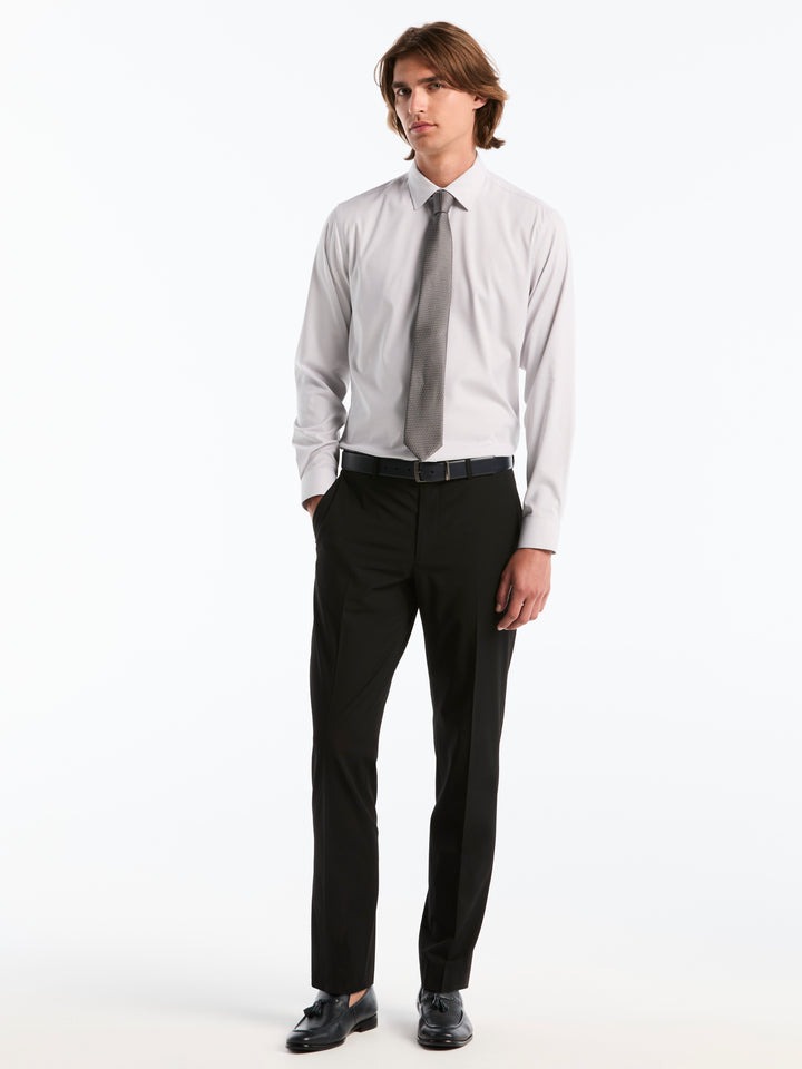 Slim Fit Stripe Bamboo Dress Shirt (White/Gray) 