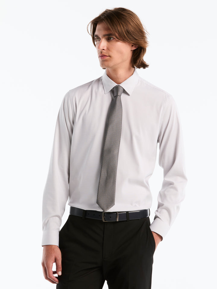 Slim Fit Stripe Bamboo Dress Shirt (White/Gray) 