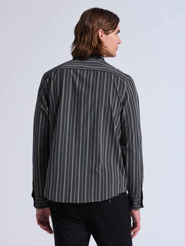 Slim Fit Stripe Long Sleeve Shirt (Forest River) 
