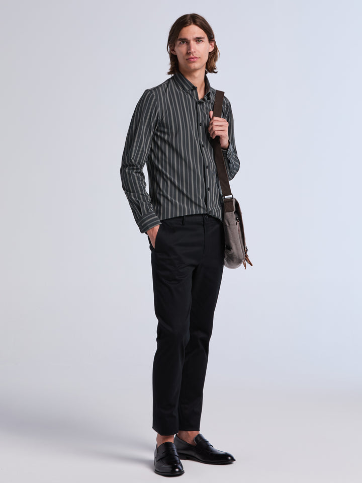 Slim Fit Stripe Long Sleeve Shirt (Forest River) 