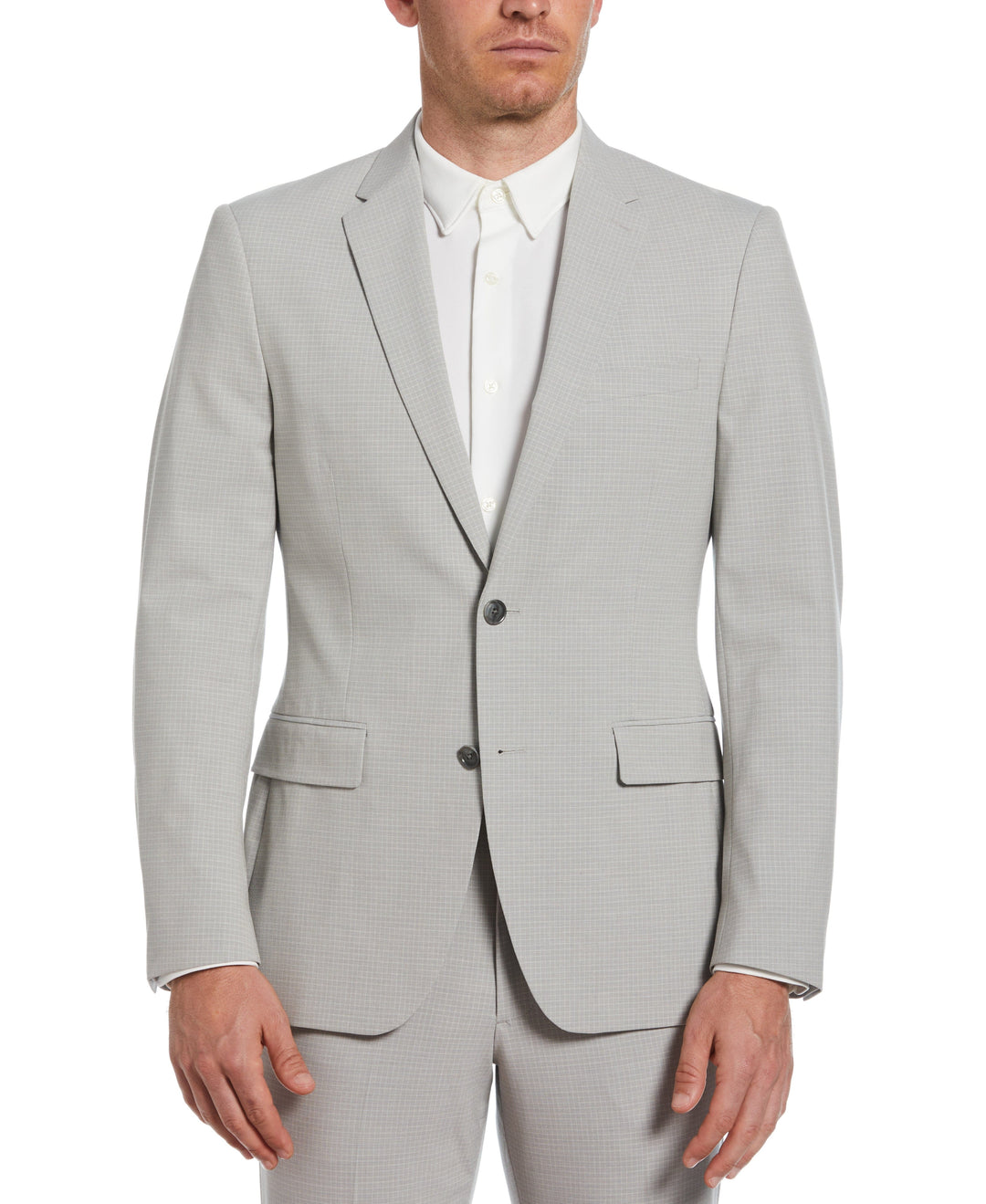 Slim Fit Micro Check Suit Jacket (Felt Grey) 