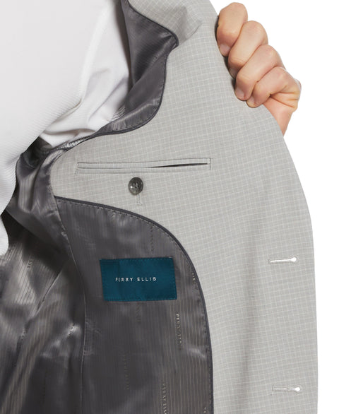 Slim Fit Micro Check Suit Jacket (Felt Grey) 