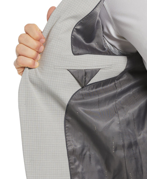 Slim Fit Micro Check Suit Jacket (Felt Grey) 