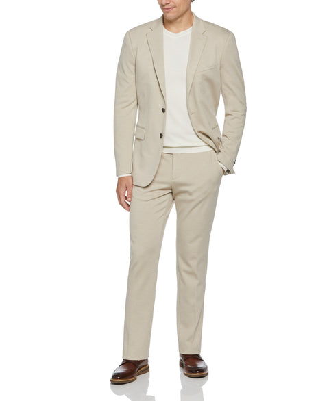 Slim Fit Taupe Solid Knit Suit
