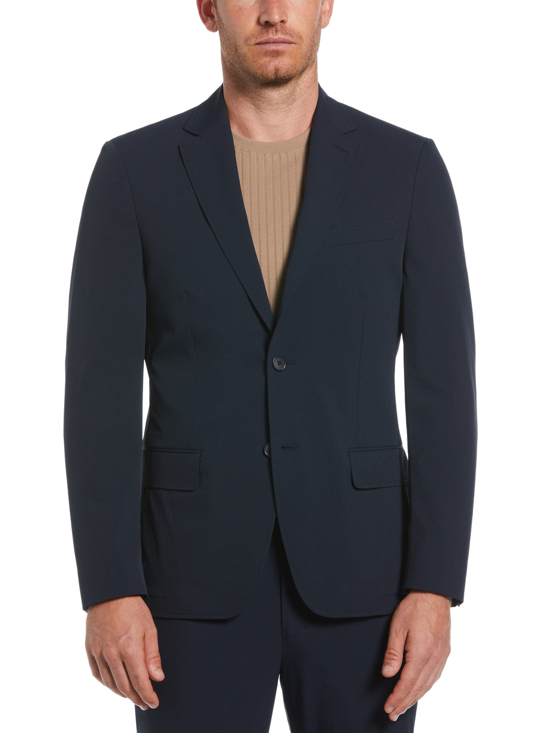 Slim Fit Single Breasted Tech Suit Jacket (Navy Print) 
