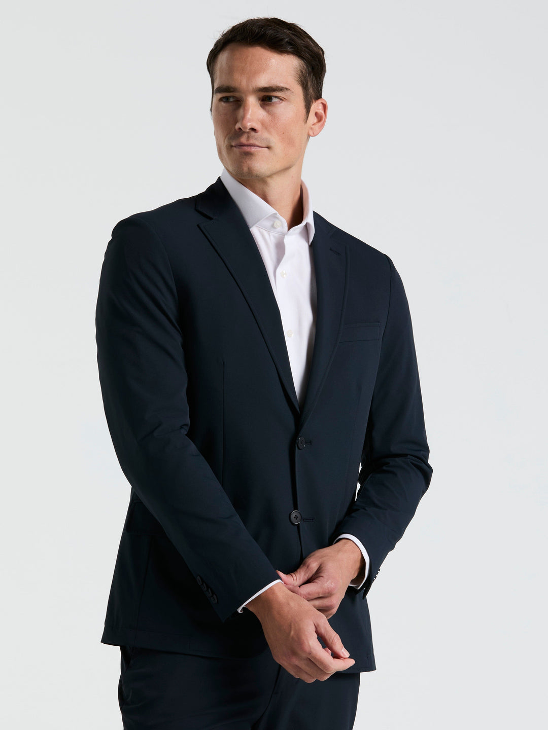 Slim Fit Single Breasted Tech Suit Jacket (Navy Print) 