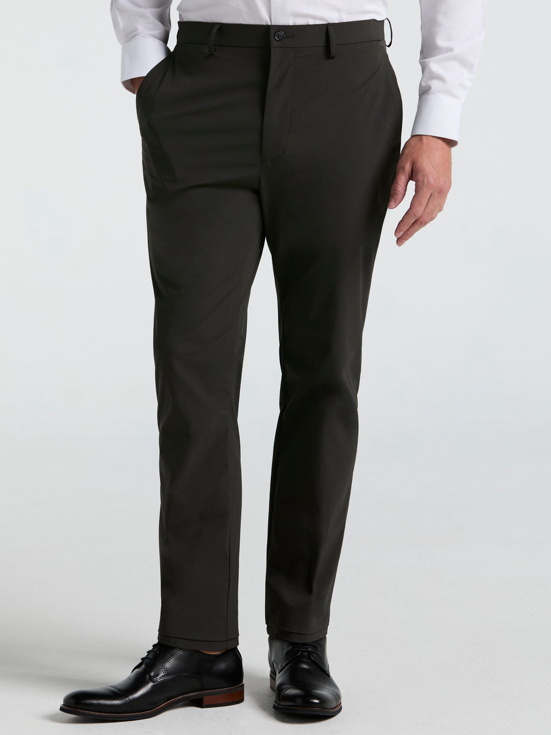 Perry Ellis Outlet Men's Slim Fit Tech 2.0 Suit Pants in Olive-RT/green, Size 30, Nylon/Elastane