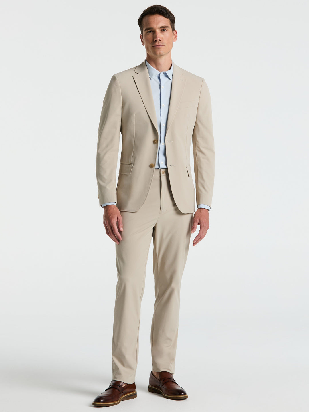 Perry Ellis Men's Slim Fit Tech 2.0 Suit Pants in Khaki/green, Size 38, Nylon/Elastane
