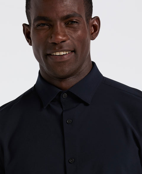 Slim Fit Tech Solid Dress Shirt (Dark Sapphire) 