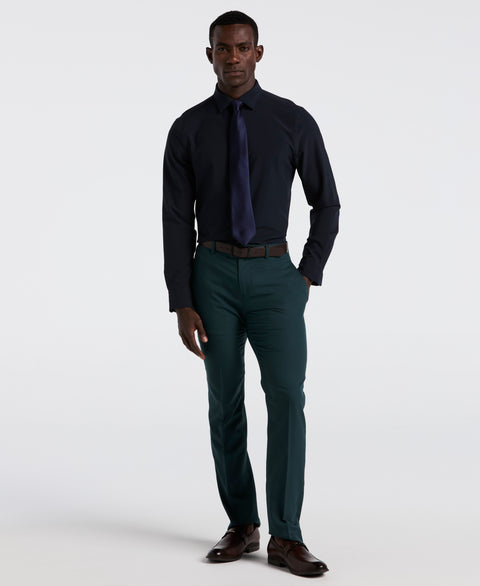 Slim Fit Tech Solid Dress Shirt (Dark Sapphire) 