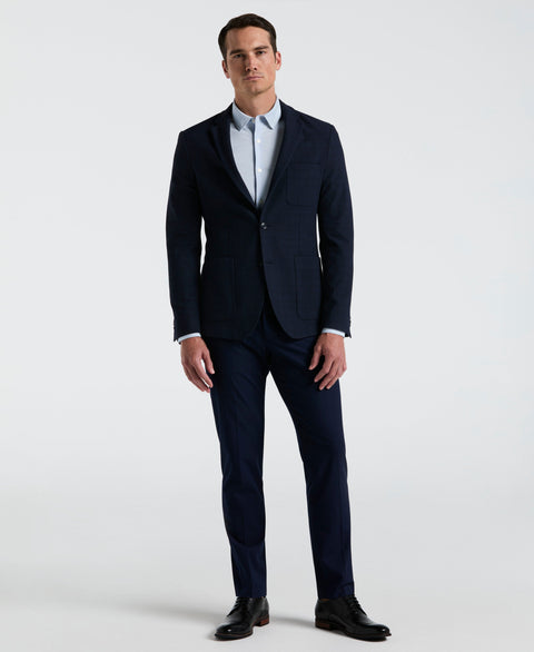 Slim Fit Sport Textured Plaid Jkt Jacket (Dark Sapphire) 