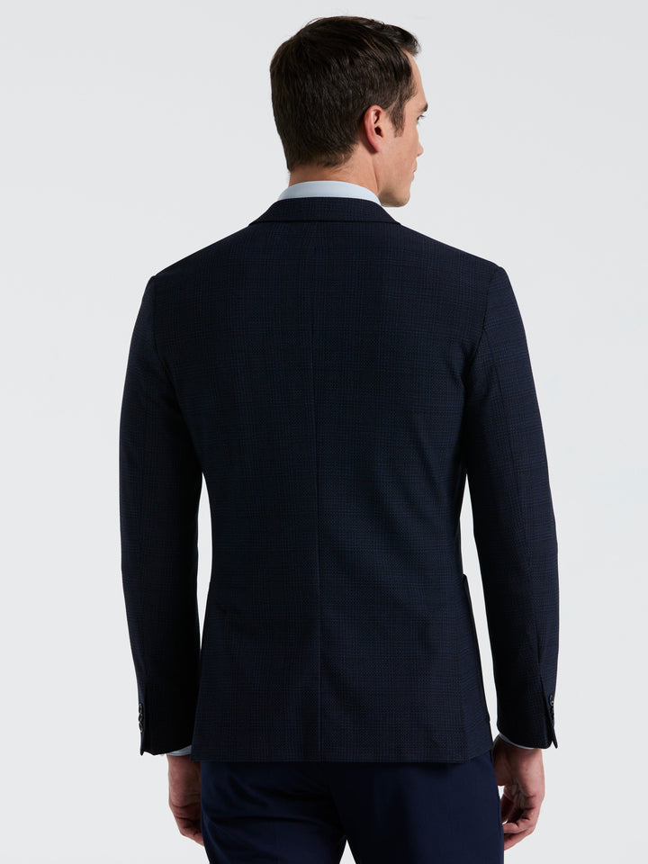 Slim Fit Sport Textured Plaid Jkt Jacket (Dark Sapphire) 