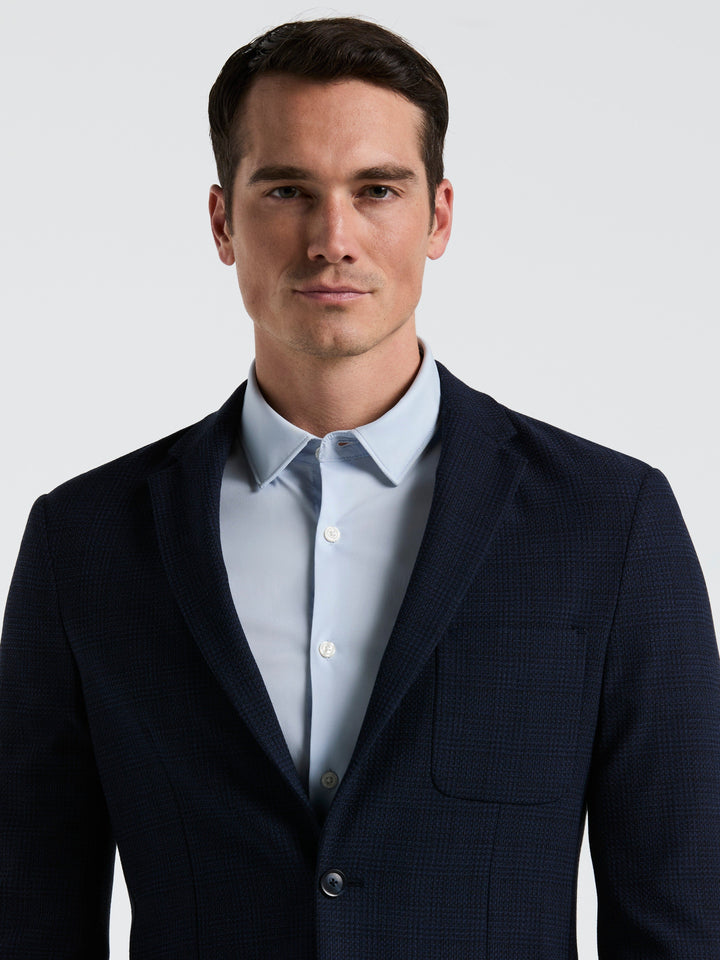Slim Fit Sport Textured Plaid Jkt Jacket (Dark Sapphire) 