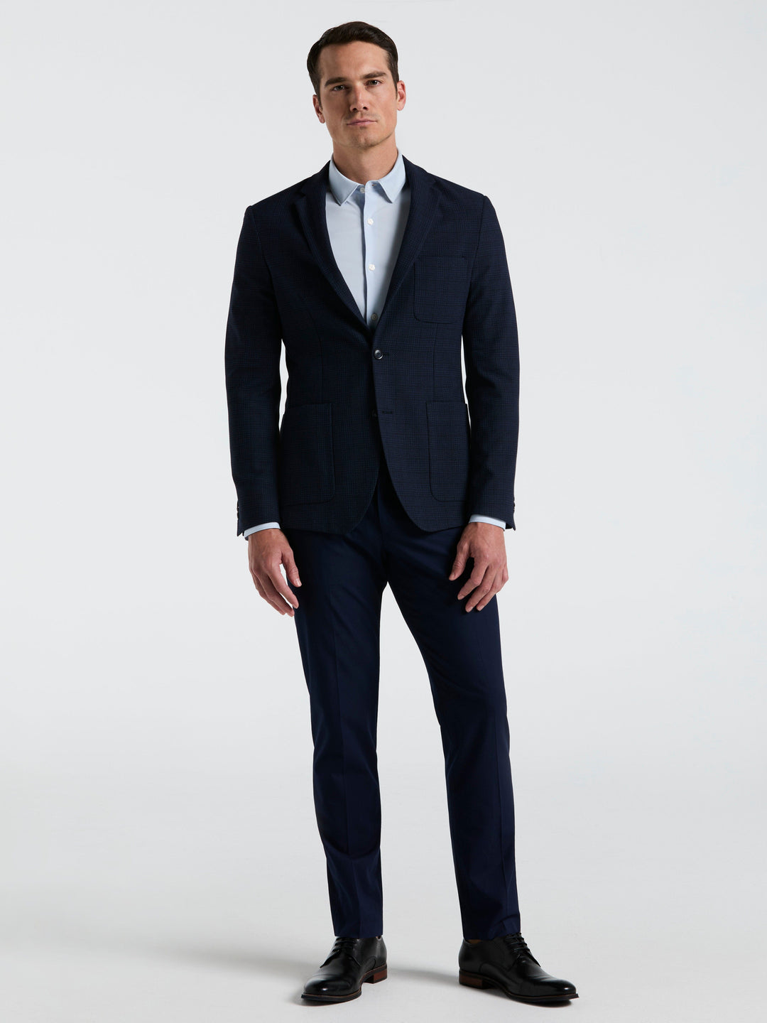 Slim Fit Sport Textured Plaid Jkt Jacket (Dark Sapphire) 