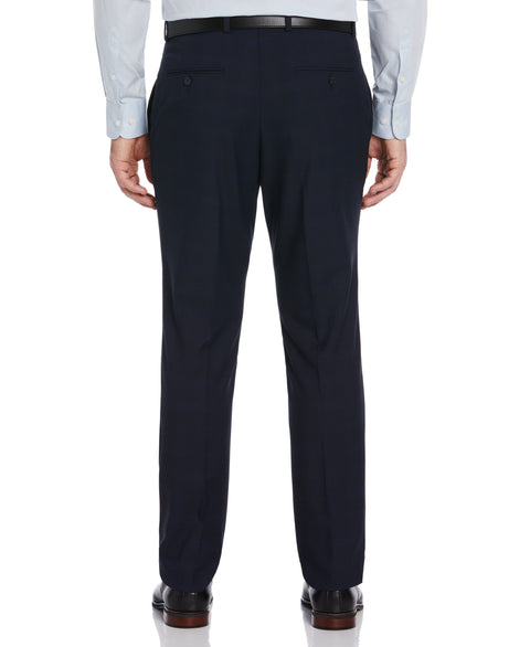 Textured Fashion Plaid Slim Fit Suit Pants (Navy) 