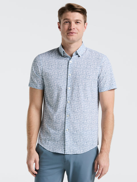 Slim Fit Textured Print Shirt (Bright White) 