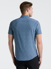 Slim Fit Textured Print Shirt (Blue Mirage) 