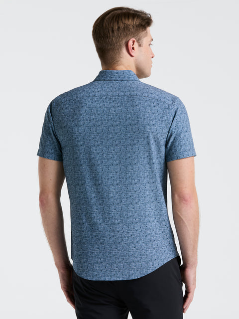 Slim Fit Textured Print Shirt (Blue Mirage) 