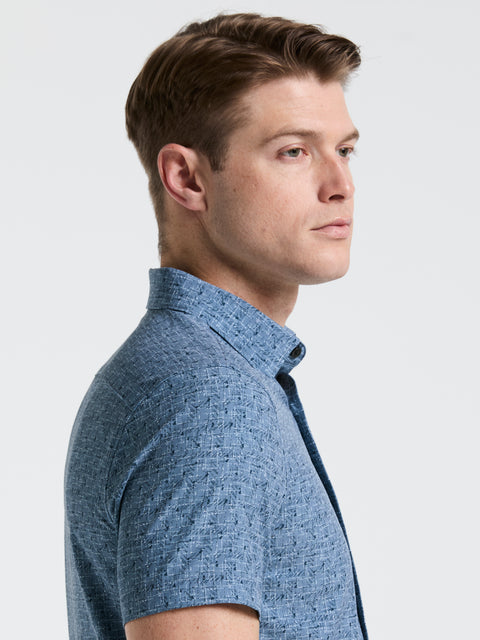 Slim Fit Textured Print Shirt (Blue Mirage) 