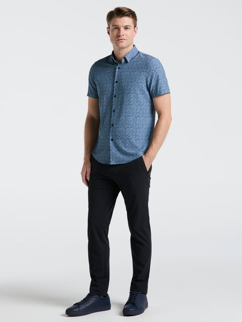 Slim Fit Textured Print Shirt (Blue Mirage) 