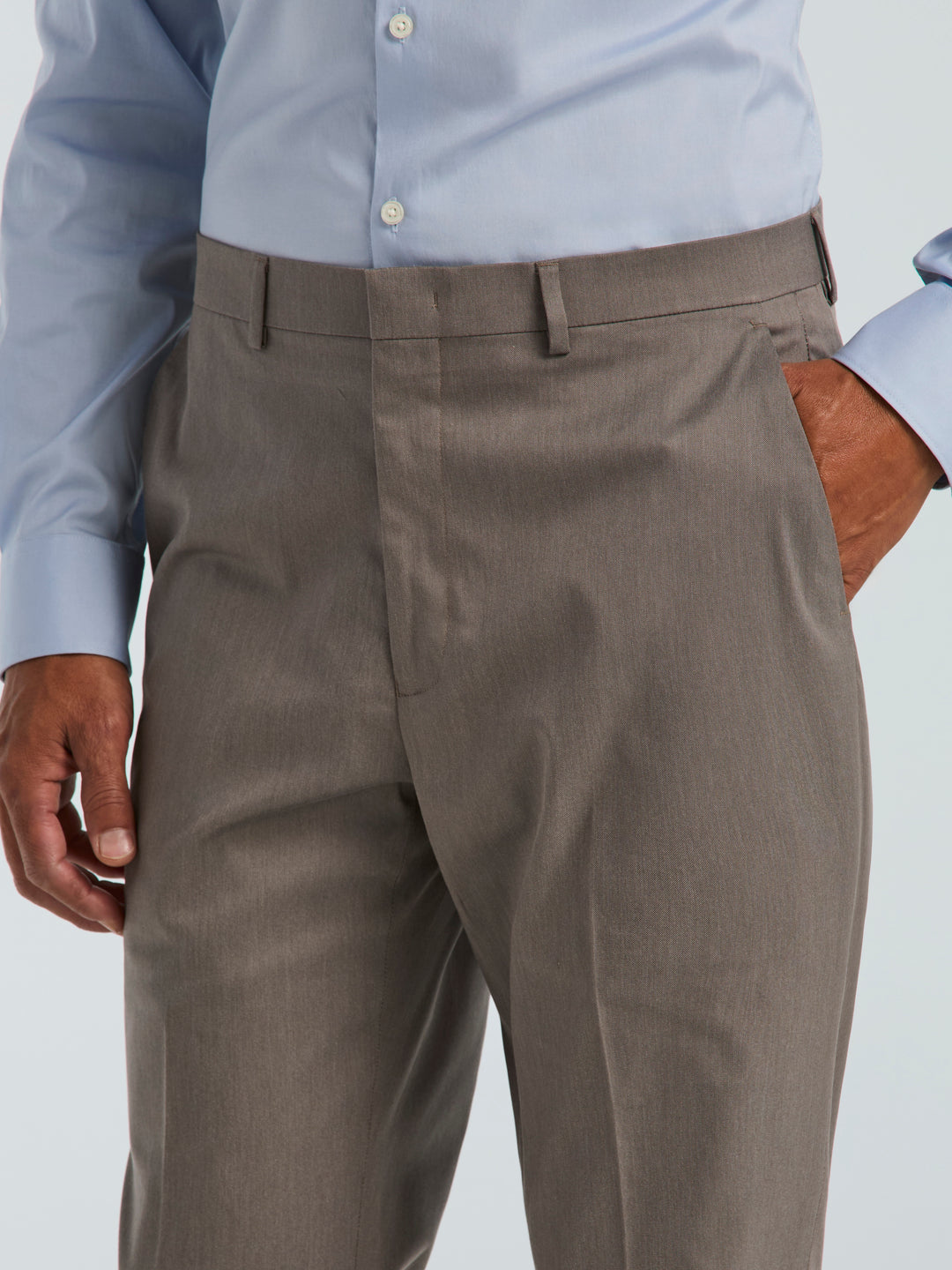 Men's Textured Suit Pant - Slim Fit (Light Brown) 