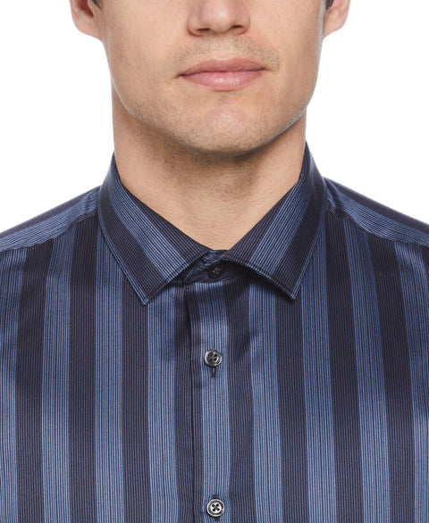 Slim Fit Tonal Twill Stripe Shirt (Ink) 