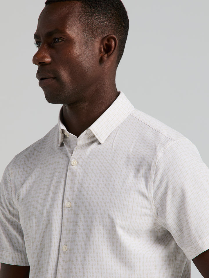 Short Sleeve Slim Fit Geometric Print Shirt (Silver Birch) 