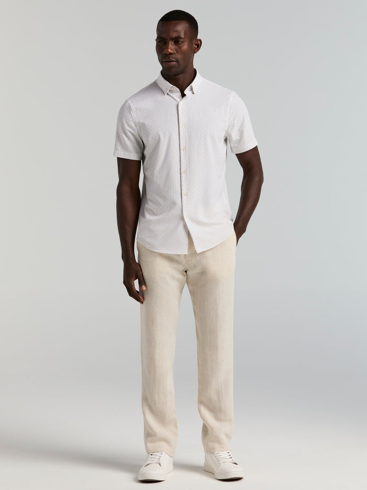 Short Sleeve Slim Fit Geometric Print Shirt (Silver Birch) 