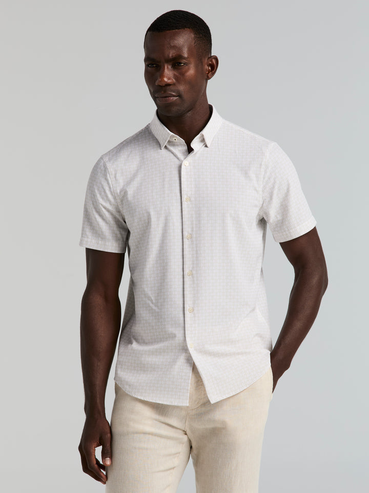 Short Sleeve Slim Fit Geometric Print Shirt (Silver Birch) 