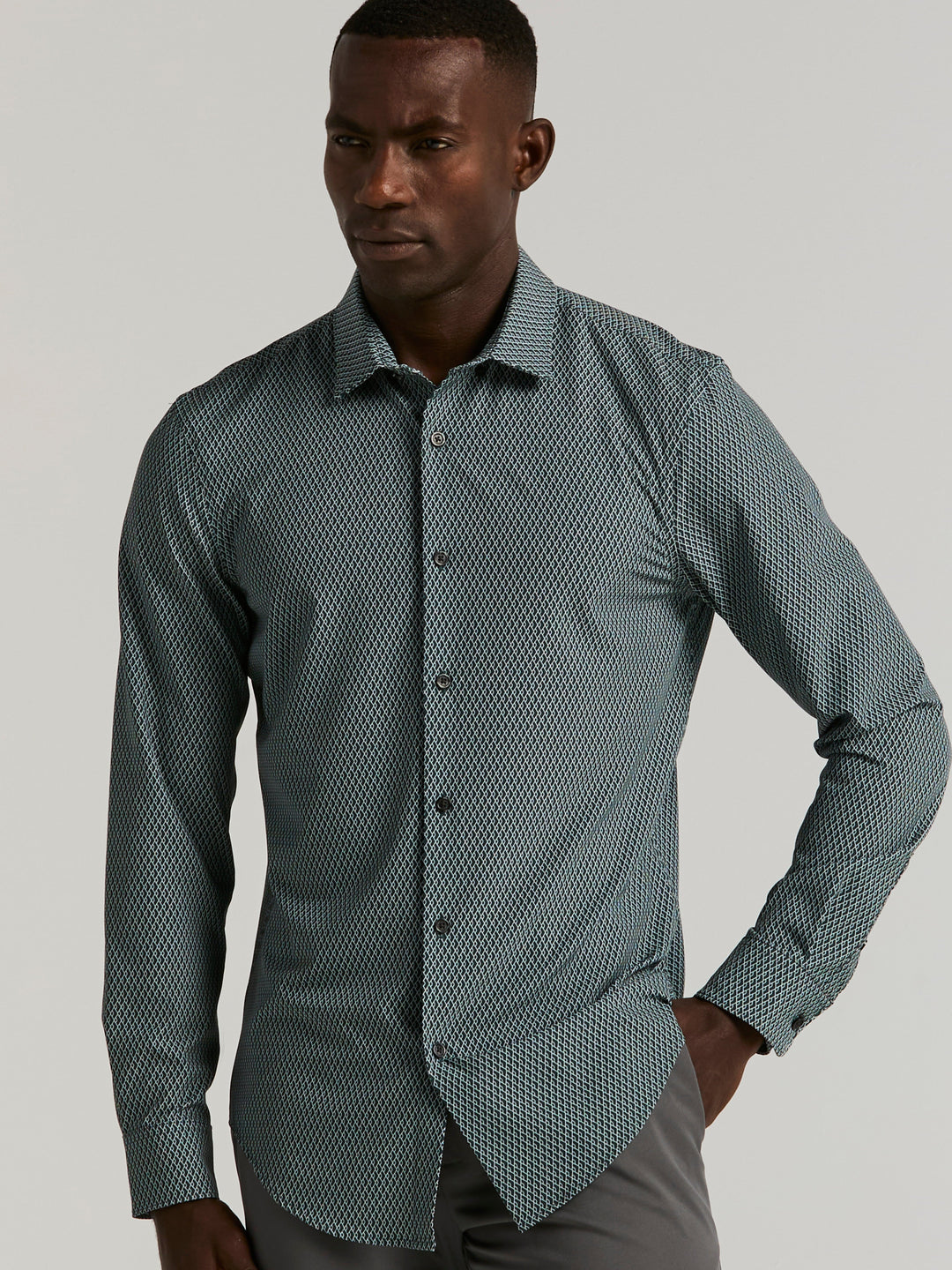 Slim Fit Diamond Geo Print Shirt (Magical Forest)
