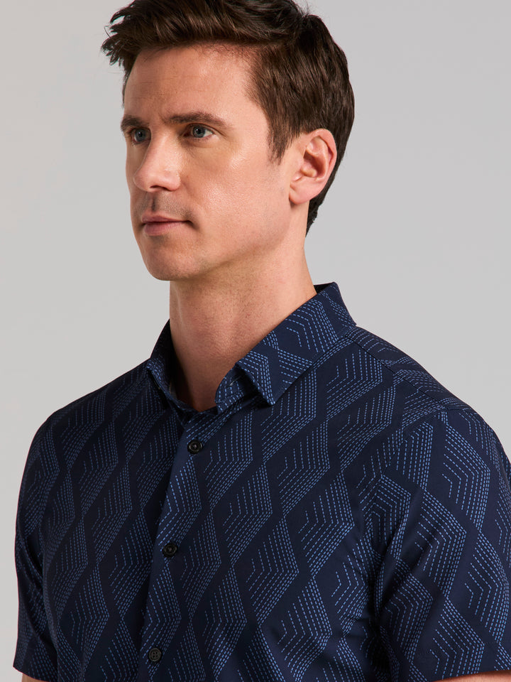 Short Sleeve Diamond Print Shirt (Pageant Blue) 