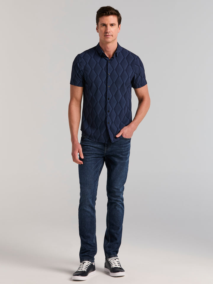 Short Sleeve Diamond Print Shirt (Pageant Blue) 