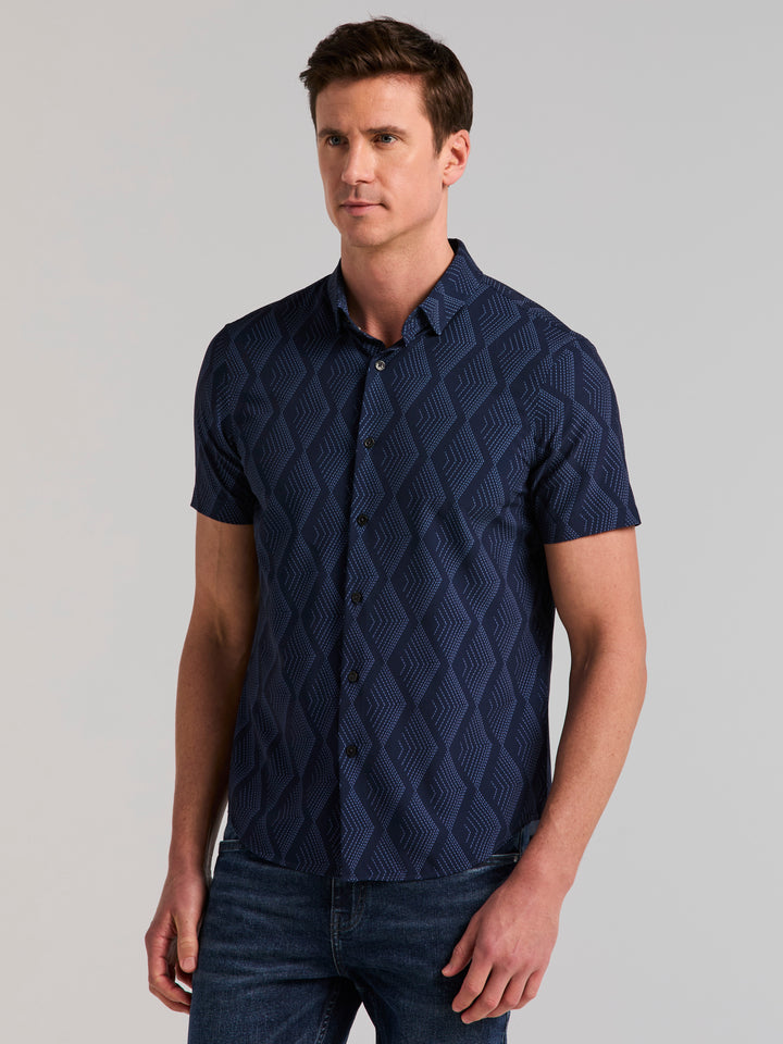 Short Sleeve Diamond Print Shirt (Pageant Blue) 